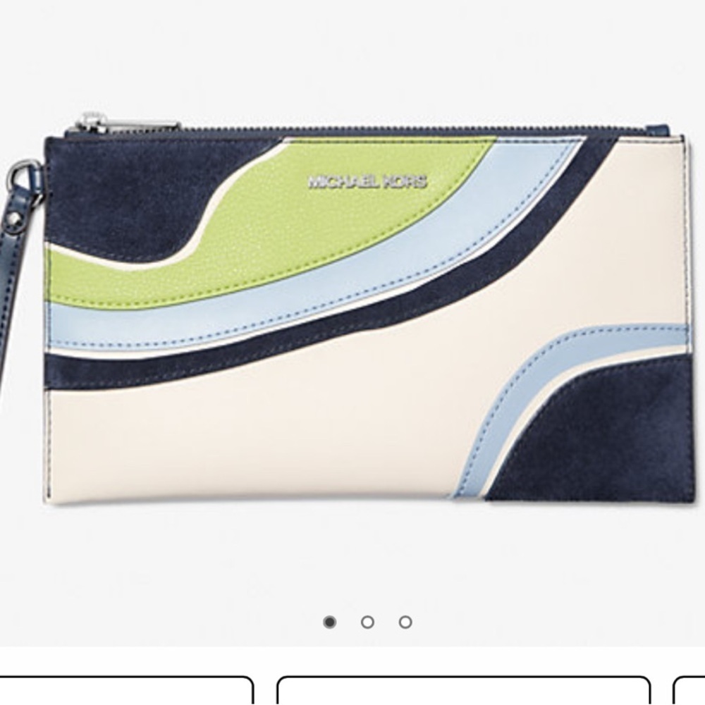Michael Kors Large Patchwork Wristlet Clutch Wallet New
